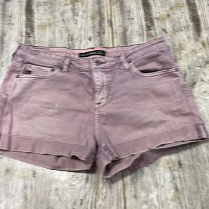 Big Star Alex Mid Rise Rolled Cuff Shorts purple denim jean shorts